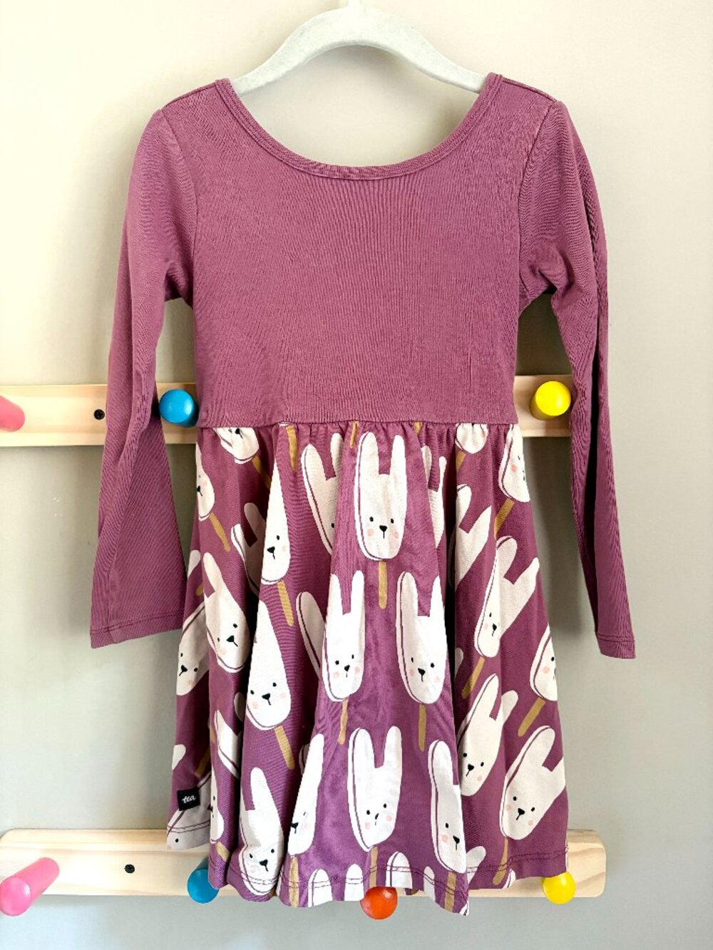 Tea Collection Soft + Twirly Bunny Pop Long Sleeved Dress